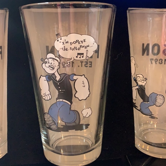 New Filson x Popeye - 4 Piece Pint Glass Set, beer mug tumbler -Made in USA - Picture 4 of 7